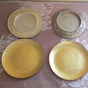 Set of 4 pillar candle plates